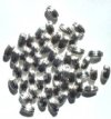 50 7x4mm Bright Silver Plated Pleated Oval Beads